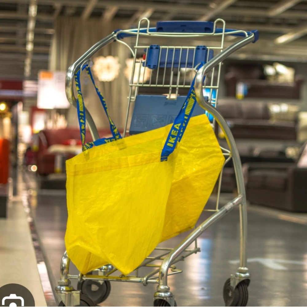 IKEA Yellow Tote with Blue Straps